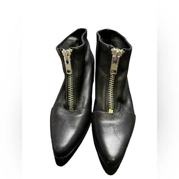 GREY CITY Black Leather Zip Booties YKK Zipper Size 6.5 - Picture 7 of 9